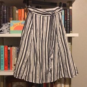 Loft Navy & White Striped Skirt